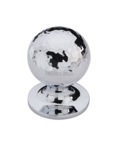 Heritage Brass Polished Chrome Ball Cabinet Knob Hammered Design 32mm