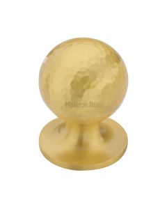Heritage Brass Satin Brass Ball Cabinet Knob Hammered Design 32mm
