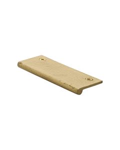 Heritage Brass Satin Brass Edge Pull Cabinet Handle Hammered Design - 38mm Width 100mm