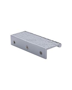 Heritage Brass Polished Chrome Edge Pull Cabinet Handle Hammered Design - 40mm Width 100mm