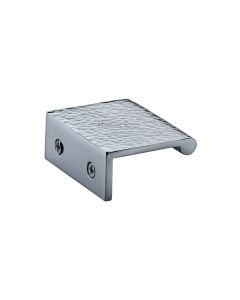 Heritage Brass Polished Chrome Edge Pull Cabinet Handle Hammered Design - 40mm Width 50mm