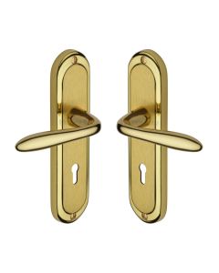 Heritage Brass Mayfair Split Finish Henley Door Handle on Plate - Lever Lock