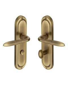 Heritage Brass Antique Brass Henley Door Handle on Plate - Bathroom Set