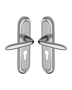 Heritage Brass Apollo Finish Henley Door Handle on Plate - Euro Profile