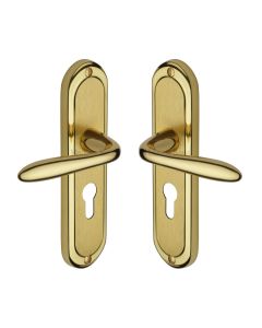 Heritage Brass Mayfair Split Finish Henley Door Handle on Plate - Euro Profile