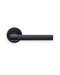 Set Manital Matt Black Hey Riga Lever Furniture on round rose | HR5MB