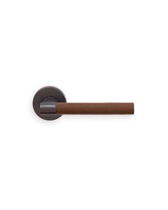 Hey Italian Leather Lever Handle on Rose (Anthracite) Dark Brown Leather