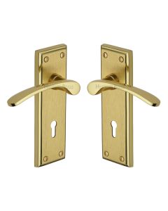 Heritage Brass Mayfair Split Finish Hilton Door Handle on Plate - Lever Lock