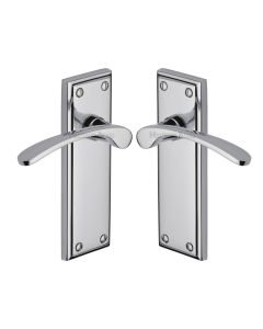 Heritage Brass Polished Chrome Hilton Door Handle on Plate - Lever Latch
