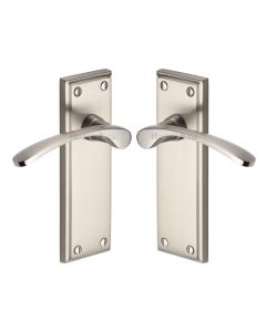 Heritage Brass Satin Nickel Hilton Door Handle on Plate - Lever Latch