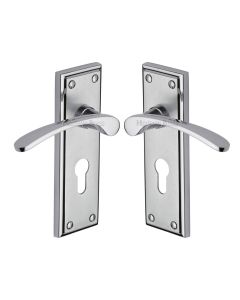Heritage Brass Apollo Finish Hilton Door Handle on Plate - Euro Profile