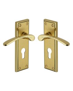 Heritage Brass Mayfair Split Finish Hilton Door Handle on Plate - Euro Profile