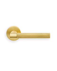 Set Manital Satin Brass Hey Rete Lever Furniture on round rose | HN5SB