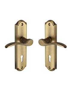 Heritage Brass Antique Brass Howard Door Handle on Plate - Lever Lock