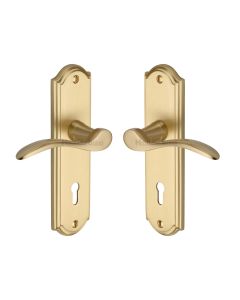 Heritage Brass Satin Brass Howard Door Handle on Plate - Lever Lock