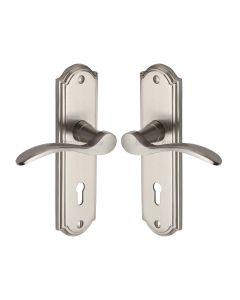 Heritage Brass Satin Nickel Howard Door Handle on Plate - Lever Lock