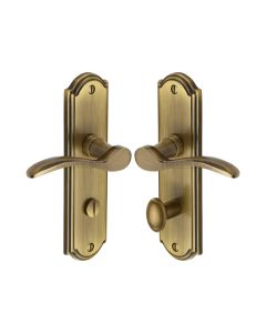 Heritage Brass Antique Brass Howard Door Handle on Plate - Bathroom Set