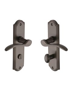 Heritage Brass Matt Bronze Howard Door Handle on Plate - Bathroom Set
