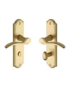 Heritage Brass Satin Brass Howard Door Handle on Plate - Bathroom Set