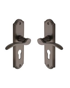 Heritage Brass Matt Bronze Howard Door Handle on Plate - Euro Profile