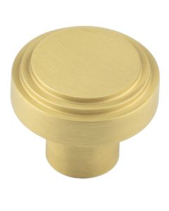 Hoxton Satin Brass 30mm Cropley Cupboard Knob | HOX1030SB
