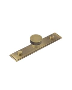 Hoxton Antique Brass Wenlock 30mm Knurled Knob on Stepped Backplate| HOX130-6090AB