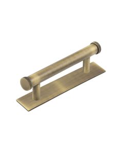 Hoxton Antique Brass Wenlock 96mm Knurled End Cap Handle on Plain Backplate | HOX150-5050AB