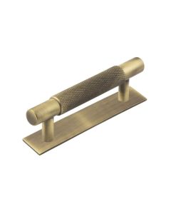 Hoxton Antique Brass Taplow 96mm Knurled Handle on Plain Backplate | HOX2050-5050AB