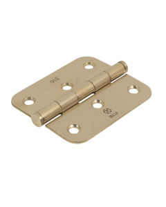 Polished Brass 76 x 66mm Slim Knuckle Window Hinge - Radius |  HY3R-PPB