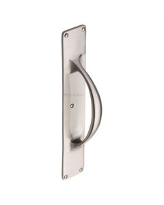 Heritage Brass Satin Nickel Door Pull Handle on Plate 195mm