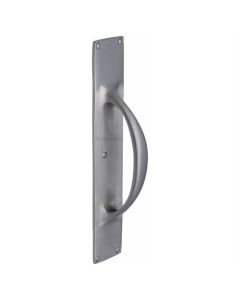 Heritage Brass Satin Chrome Door Pull Handle on Plate 195mm