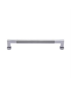 Heritage Brass Polished Chrome Bauhaus Knurled Door Pull Handle 330mm