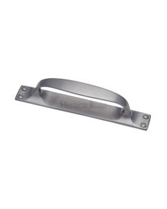 Heritage Brass Satin Chrome Door Pull Handle on Plate Offset 172mm