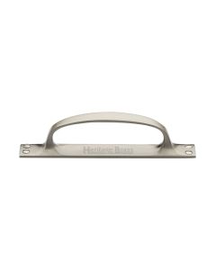 Heritage Brass Satin Nickel Door Pull Handle on Plate Offset 172mm