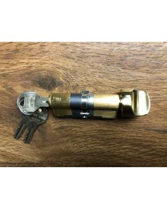 Polished Brass Evva 3 Star ICS Modular Euro Cylinder and Thumbturn 36/36 - ICSECTPB3636
