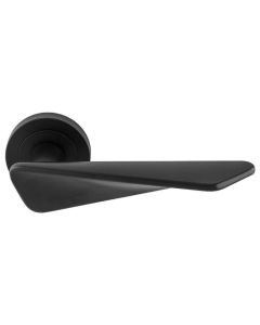 Set Manital Matt Black Intona Lever Furniture on round rose | IN5BLK