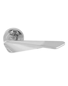 Set Manital Polished Chrome Intona Lever Furniture on round rose | IN5CP