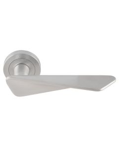 Set Manital Satin Chrome Intona Lever Furniture on round rose | IN5SC