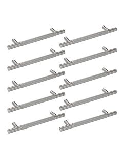 Pack 10 x Satin NIckel Knurled T Bar Pull Handle - 128mm c/c