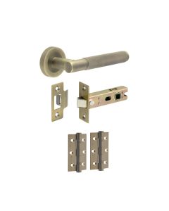 Antique Brass Knurled Camden Door Handle Set