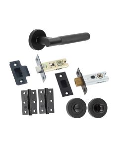 Black Nickel Knurled Camden Bathroom Door Handle Set