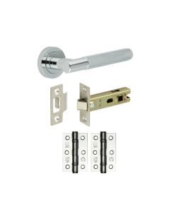 Polished Chrome Knurled Camden Door Handle Set