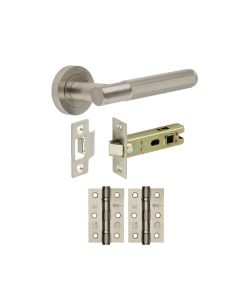 Satin Nickel Knurled Camden Door Handle Set