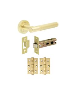 Satin Brass Chelsea Door Handle Set