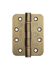 Pair Antique Brass 102x76x3mm Grade 13 ball bearing hinge - Radius | J9500RAB