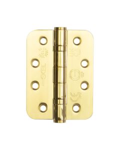 Pair Electro Brassed 102x76x3mm Grade 13 ball bearing hinge - Radius | J9500REB