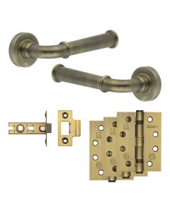 Jedo Antique Brass Classic Door Handle Pack | Internal Doors |  JE-A1A-AB