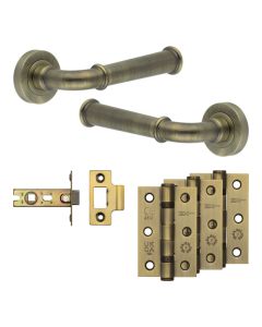 Jedo Antique Brass Classic Door Handle Pack | Internal Doors |  JE-A1B-AB