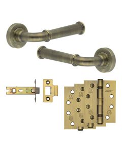 Jedo Antique Brass Classic Door Handle Pack | Internal Doors |  JE-A3A-AB