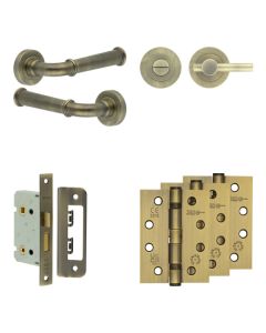 Jedo Antique Brass Classic Door Handle Pack | Bathroom |  JE-A5A2-AB